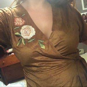 Adorable suede wrap top